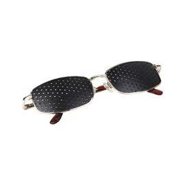 Natural Eye Care Pinhole Glasses Standard Metal Frame Gold