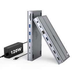 4URPC Laptop Docking Station Triple Display with 120W Power Adapter, Displaylink Docking Station 3 Monitor for MacBook/Mac mini M4, Windows(3 HDMI, 5 USB, Ethernet, SD/microSD)