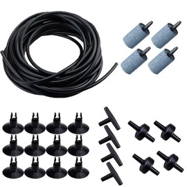 AQUANEAT Aquarium 25Feet Airline Tubing, Standard 3/16" Tubing, Air Pump Accessories,with Air Stones, Air Pump Valves, Suction Cups and Connectors