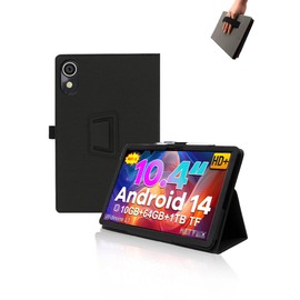 Case for FancyDay C13 Android 14 Tablet 10.4 inch Tablet,UYRUREL Leather Slim Folding Stand Cover with Hand Strap Magnet for Men Women Full Protection,Black.