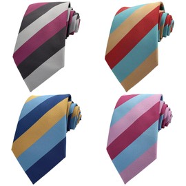 TEXTURE Ties for Men, 4-Pack, Colorful Mens Tie Collection (Striped Set 03)