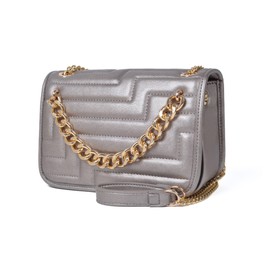 FABULOUS AGE Small Quilted Crossbody Bags for Women,Vegan Leather Purses for Women,Trendy Designer Shoulder Bag, Pewter