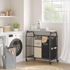 Hoctieon 3 Section Laundry Sorter Cart with Ironing Board, Laundry