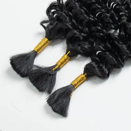 FASHION IDOL Synthetic Braiding Hair Deep Water Wave Bulk No Weft for Boho Box Braids Wet and Wavy Micro Braiding Faux Deep Wave 3 Bulk 100g 30 Inch Curly Hair Extensions