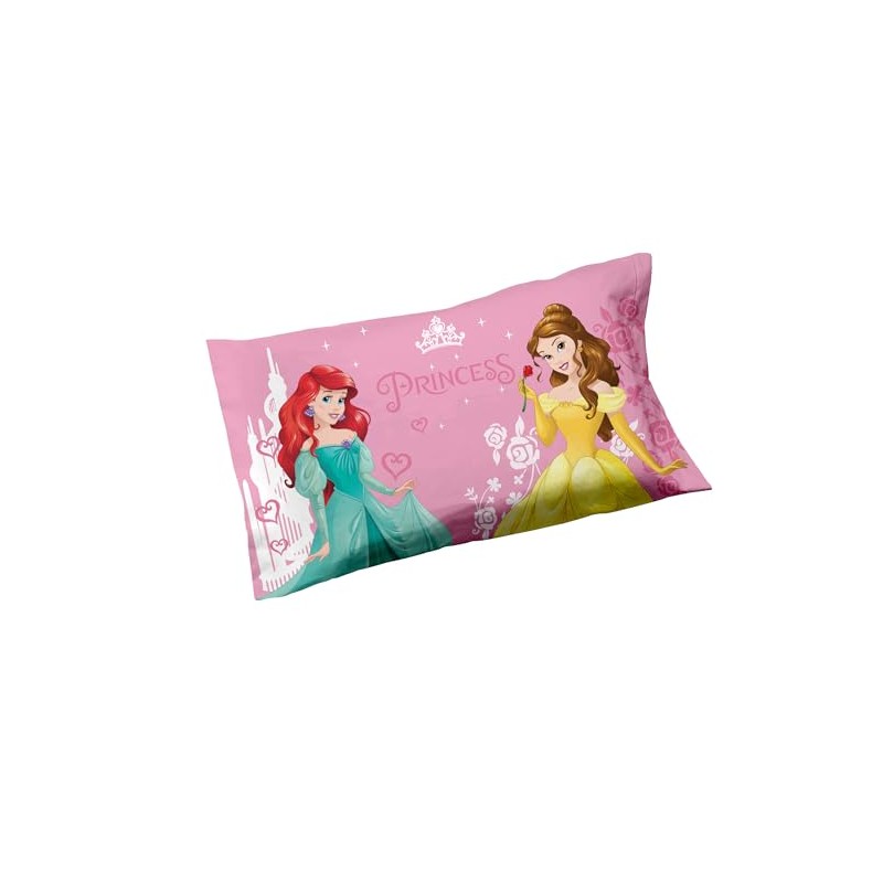 Princess Set of 2 Cotton Pillow Cases, Pair of Pillow