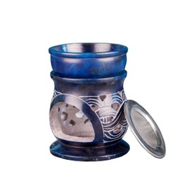 NKlaus Aroma Lamp Celtic Knot with Strainer Made of Soapstone Blue 10 x 6 cm Incense Burner 15816