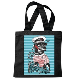 'Shoulder bag "Life is like the ocean Dog with Glasses and Captain Hat Dog Breeder Dog Dog Breeder Puppy Training Care Shopping Bag School Bags Gym Bag in Black