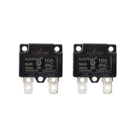 Genuine KUOYUH Circuit Breaker Thermal Overload 88AR Series 3-30A Quick Connect Terminals 32VDC 125/250VAC 50/60Hz Auto-Reset 2-Pack (10A)