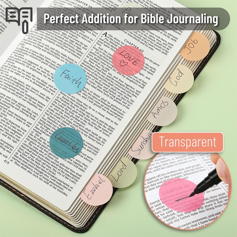 Mr. Pen- Transparent Sticky Notes, 560 Pcs, Pastel Colors, Round