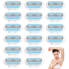 WANDGU Venus Smooth Ersatzklingen Damenrasierer: 16er-Pack Rasierklingen für Rasierer Damen, Ersatzklingen für Damenrasierer, Länger Anhaltende Glatte Rasur für Frauen, Nachfüllpackung(Blau)