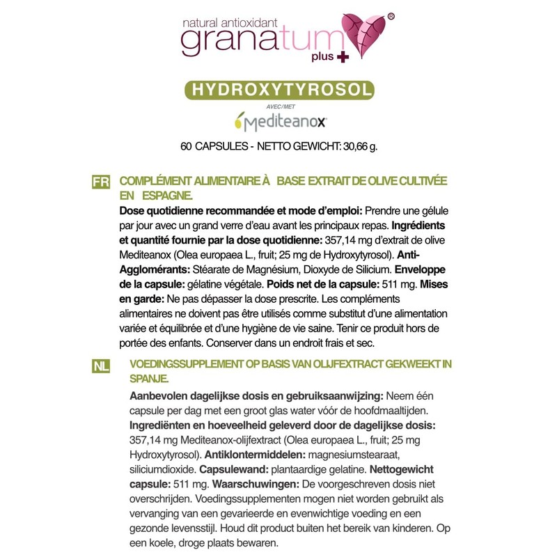 Granatum Plus Hydroxytyrosol Plus Mediteanox Olive Extract Dietary Supplement (1