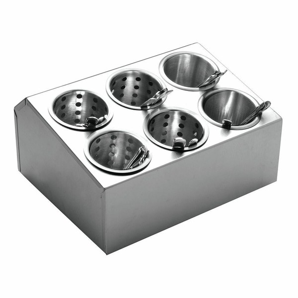 HUBERT® Kitchen Utensil Holder for 6 Cylinders Stainless Steel - 14 7/8"L x 11