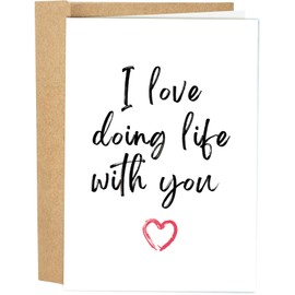 Naixiwen Romantic Anniversary Card for Husband Wife, Adorable Birthday Card from Girlfriend Boyfriend, Happy Valentines Day Card for Men Women, I Love Doing Life with You Card