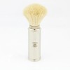 Men's Travel Shaving Brush with White Badger Hair in Stainless