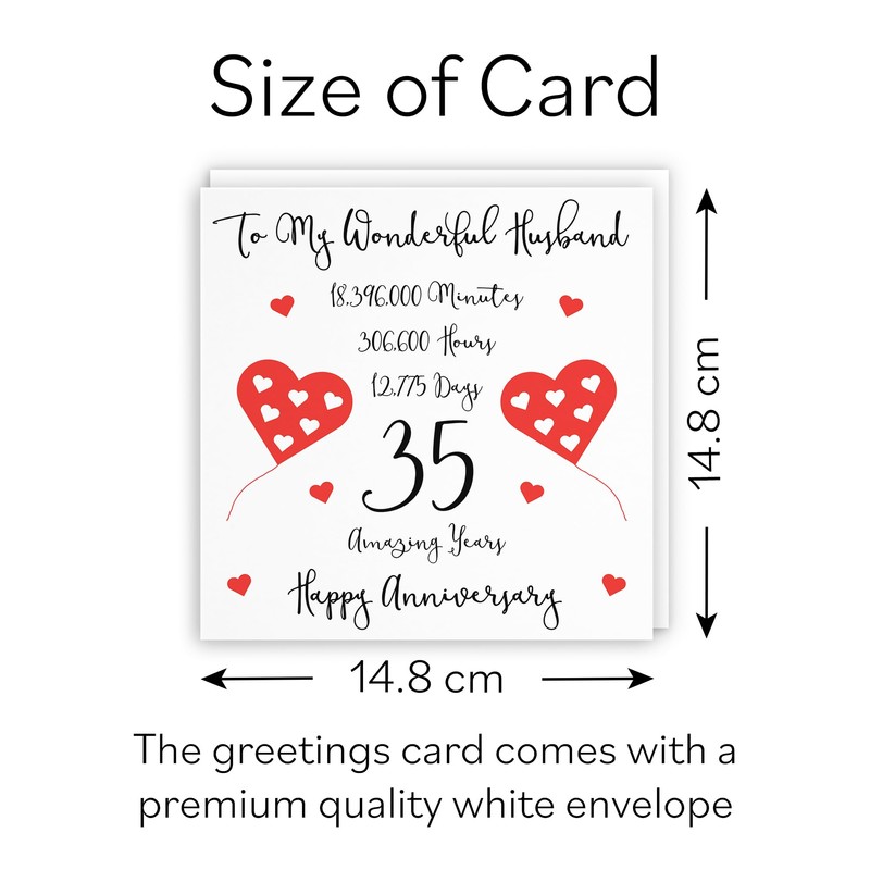 Hunts England - Romantic Husband 35th Wedding Anniversary Card -