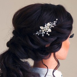 Kercisbeauty Wedding Comb Crystal Pearl Bridal Bridesmaids Flower Girl Hair Accessories Headpiece Long Curly Hair Updo Hair Accessories