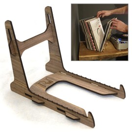 Vinyl Record Storage and Display Stand for 25-50 Records, Walnut veneer