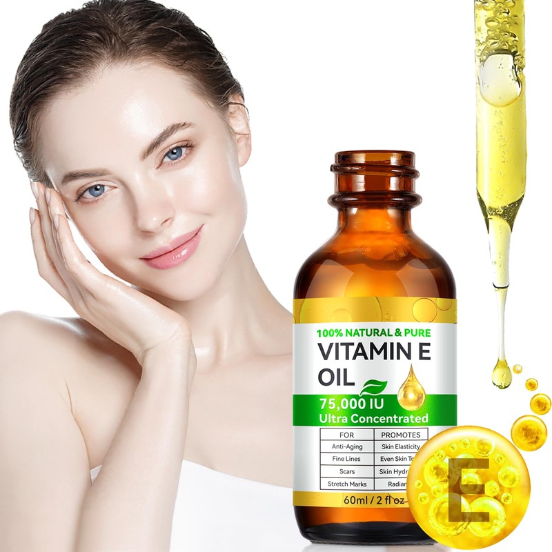 Vitamin E Oil 75,000 IU - Natural Moisturizing Oil for