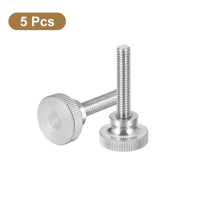 sourcing map M6x30mm Knurled Thumb Screws, 5pcs 304 Stainless Steel