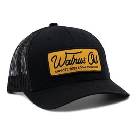 Walrus Oil - Support Your Local Woodshop, Black Trucker Hat, Vented Airmesh Back