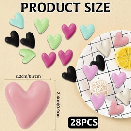 28Pcs Beautiful Fridge Magnets, Strong Holding Power Locker Magnets Refrigerator Magnets, Whiteboard Magnets for Refrigerator, 7Colors Heart Magnets Cute Magnets for Kitchen Classroom