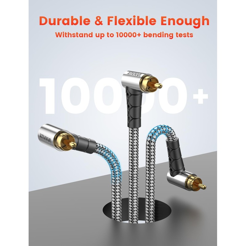 VANAUX 90-Degree Subwoofer Cable 3.3FT,90 Degree RCA to 90 Degree
