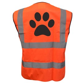 Dog Paw Orange Hi Vis Viz Safety Vest Waistcoat For Humans Reflective High Visibility, Dog Walker, EN471 BS, Large