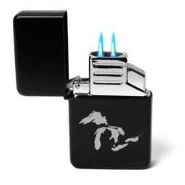 ROLYAD Dual Flame Torch Lighter Great Lakes Michigan (Black)