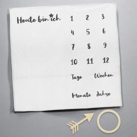 Baby Blanket Milestone Blanket Monthly Blanket Photo Blanket for Baby Milestone Photography Props Background Cloth German 100 x 100 cm (White/Black Letter)