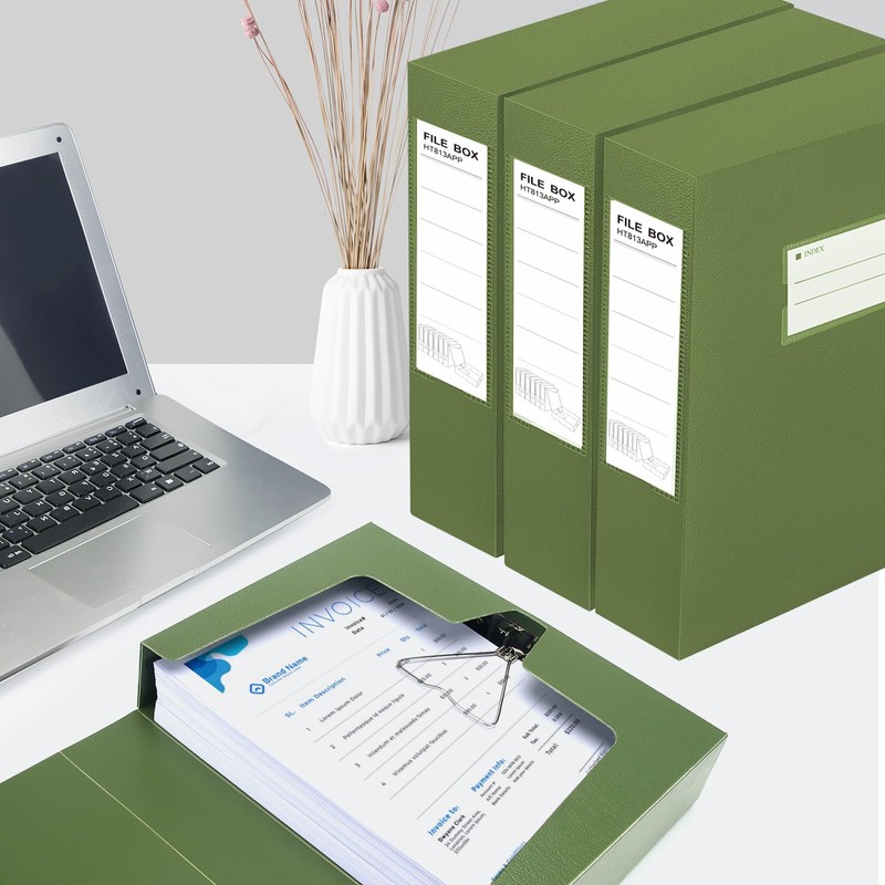 HUA JIE 2 Pack A4 Storage File Boxes Archives Case,65mm