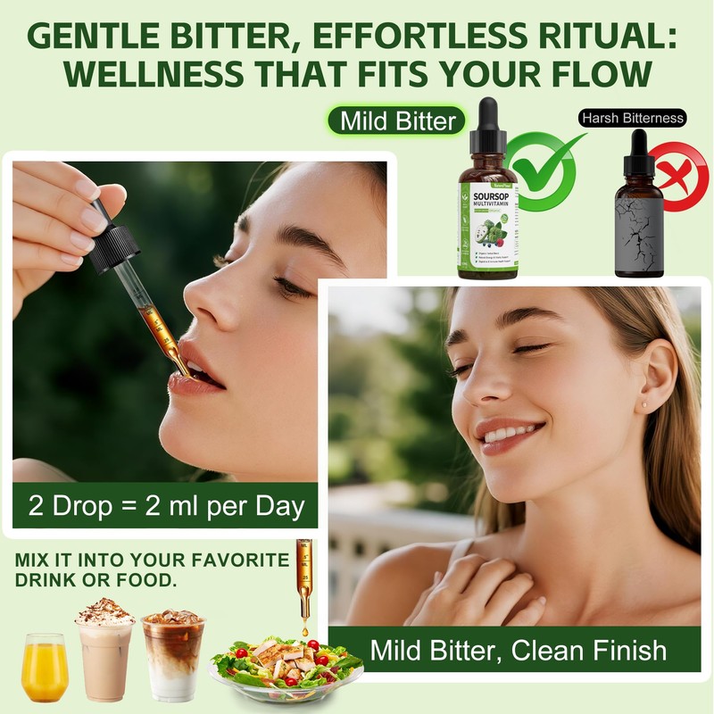 Soursop Bitters Liquid Drops with Vitamin C, D3, B6, Soursop