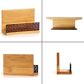 Spldsun Wooden Business Card Holder, Business Card Storage, Bamboo Wood Business Card Holder for Home, Office, Conference, Restaurant