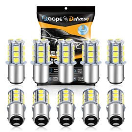Qoope 1076 LED Bulb for RV, 1004 BA15D White 1142 Led Bulb Replacement for 12V Camper Trailer Motorhome Boat Interior Light, 5050 18SMD Double Contact Bayonet,#90 Yard Landscape (10 Pack)