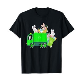 Bunny Riding Garbage Truck Easter Day Bunny Garbage Truck T-Shirt