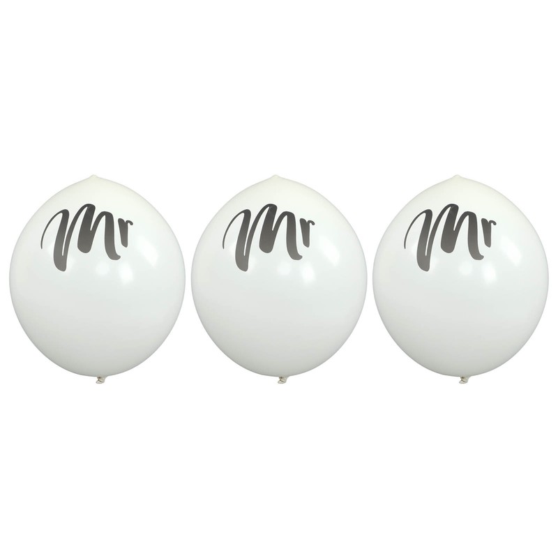 6 Pcs Balloons 36in MR MRS Letters Printed White Giant