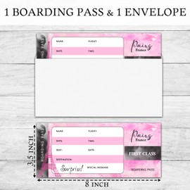 OICPYD Pink Paris Boarding Pass Gift Ticket, France Surprise Trip Reveal Ideas, Birthday Christmas Anniversary Valentine's Gifts, Fake Plane Tickets, 1 PC (A07)
