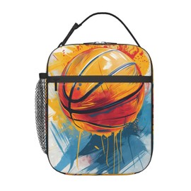VANZEV Basketball Lunch Box for Adults Women Girls Boys Kids Colorful Sports Lunch Box Insulated Cooler Reusable Lunch Bag Container Gifts for Work Office Picnic Travel School