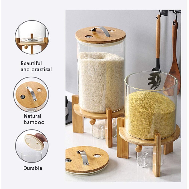 Flour and Cereal Container, 5L/8L, Rice Dispenser, Creative Glass Food