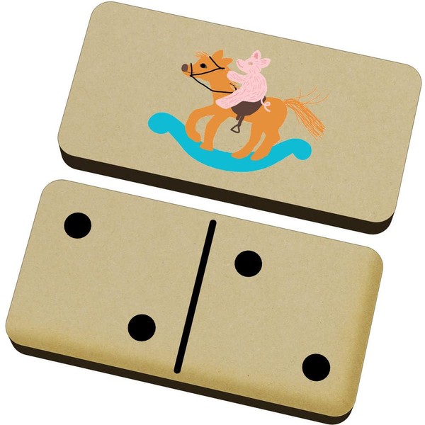 Azeeda 'Pink pig on a rocking horse ' Domino Set