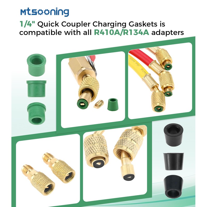 Mtsooning 100 PCS HVAC 1/4" Quick Coupler Charging Gaskets, O-Ring