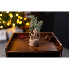 Marco Paul Rustic Artificial Tree in Burlap Sack - Decorative Foliage Christmas Tree with Pinecones - Christmas Decorations Indoor Ornament Perfect Home Decor Use for Window, Table or Mantlepiece
