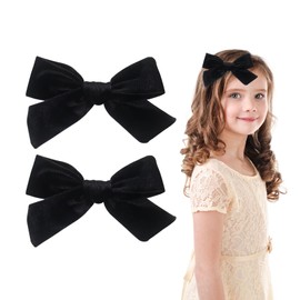 Pack of 2 Black Velvet Hair Bow, Bow Hair Clips, Women's Velvet Hair Bows, Large Bow, Hair Accessories, Bow for Women and Girls