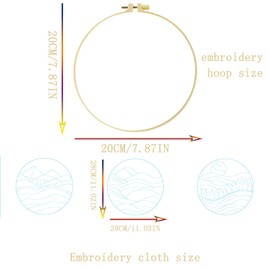 cukol cukol 3pcs Embroidery Kit, Easy Mountain Landscape Embroidery Starter Patterns Kits Set for Adults Beginners Including Pattern Cloth, Color Thread, Needles, Hoop, Scissors, Instructions