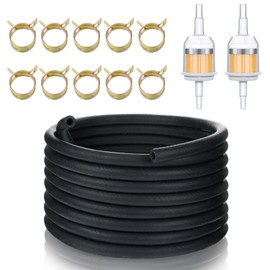 Pangda 20 ft x 1/4 Inch Fuel Line Set, 6 Meter/ 20 Feet Fuel Line with 2 Pcs Fuel Filters and 10 Pcs Hose Clamps for Small Engine