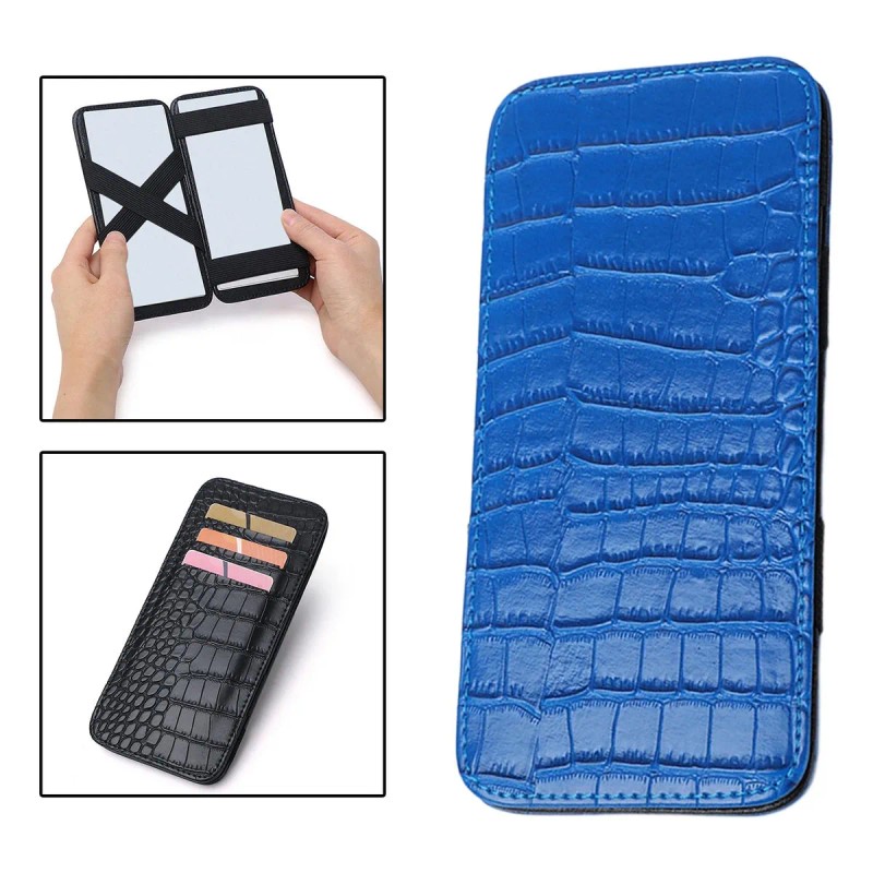 Pu Pocket Card Holder Protector De Tarjetas De Crédito Azul