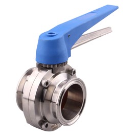 DERNORD Butterfly Valve with Blue Trigger Handle Stainless Steel 304 Tri Clamp Clover (2inch Tri Clamp Butterfly Valve)
