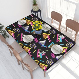 ASYG Retro 80s 90s Tablecloth 30"x 48"Rectangle, 80s 90s Decorative Hip Hop Table Cover Party Decor Indoor Outdoor