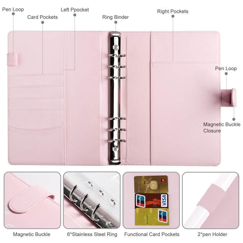 ChillyFar Money Saver Budget Binder Book with Pouches, 100 Envelope