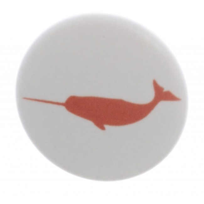 A&T Designs Unisex - Orange Narwhal 1.25" Pinback Button Pin