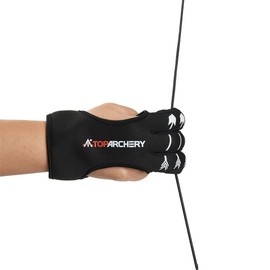 TOPARCHERY Archery Glove 3 Finger Hand Guard Gloves Shooting Hunting Protector Glove for Adult, Youth, Beginner, Leatheranti-Slip, Black (S)